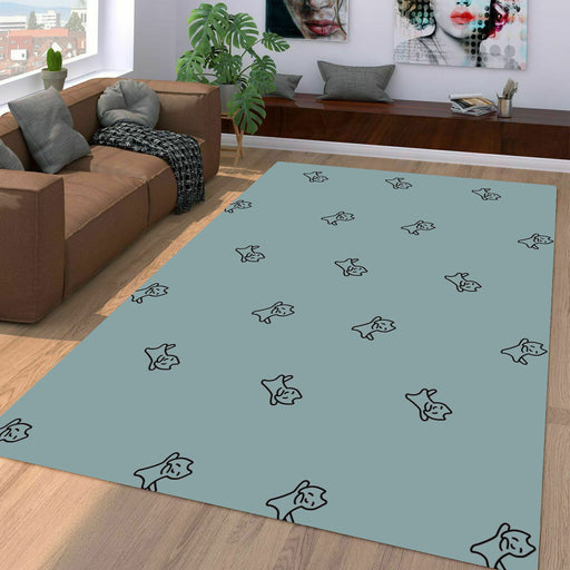 little cat cute dancing icon Living room carpet rugs