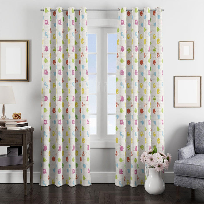 little icon of fruits colorful window Curtain