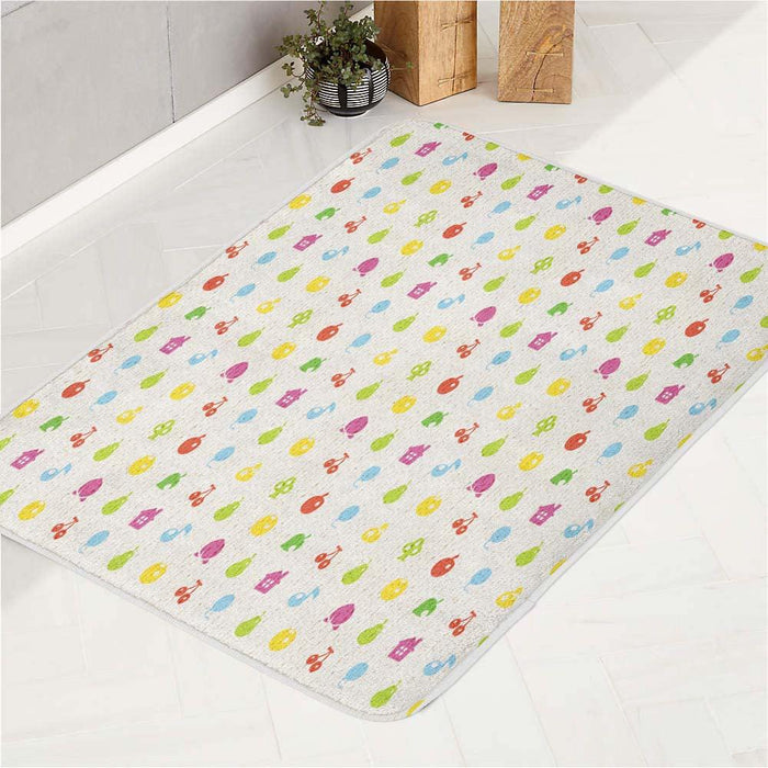 little icon of fruits colorful bath rugs