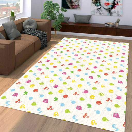 little icon of fruits colorful Living room carpet rugs