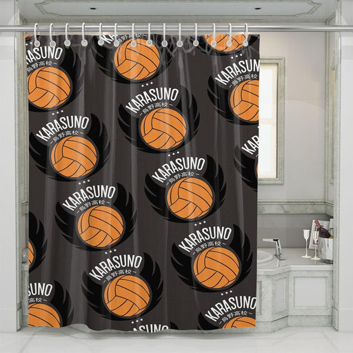 logo karasuno volley ball team shower curtains