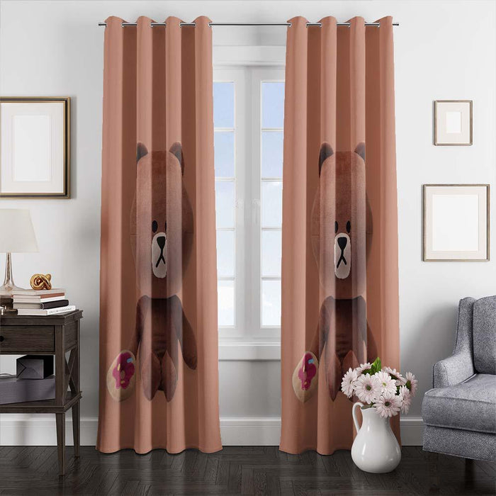 line icon bear window curtains