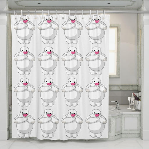 love from baymax cute robot shower curtains