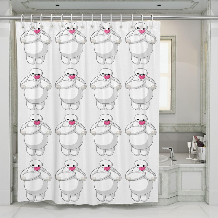 love from baymax cute robot shower curtains