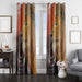 lion painting window curtains