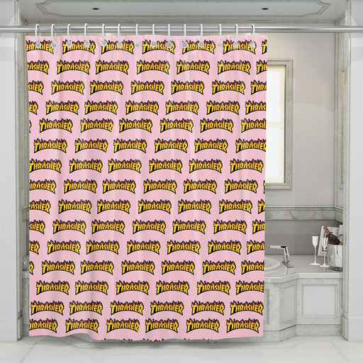 logo thrasher pattern shower curtains