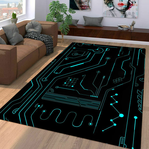 machine technology futuristic glow Living room carpet rugs