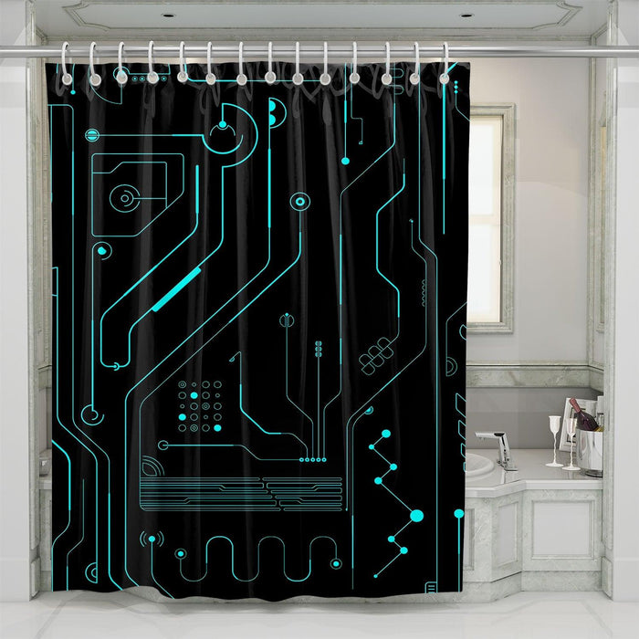 machine technology futuristic glow shower curtains