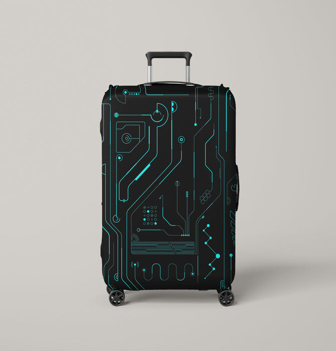 machine technology futuristic glow Luggage Cover | suitcase