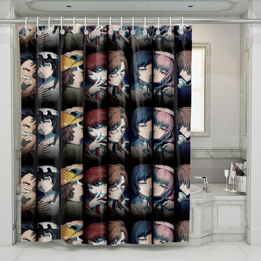 main characters from steins gate shower curtains