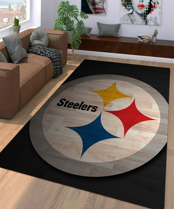 low light wood logo pittsburgh steelers Living room carpet rugs