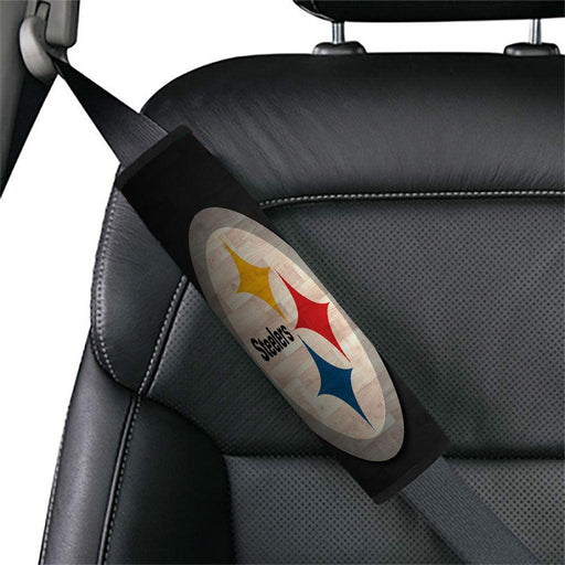 low light wood logo pittsburgh steelers Car seat belt cover - Grovycase