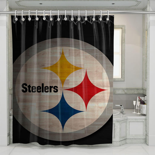 low light wood logo pittsburgh steelers shower curtains