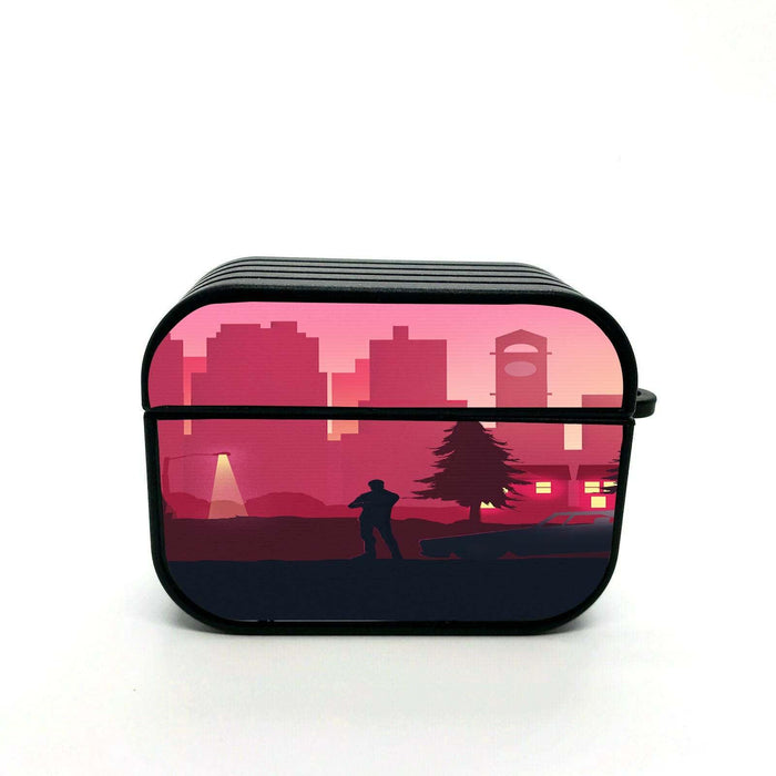 man silhouette vaporwave airpods case