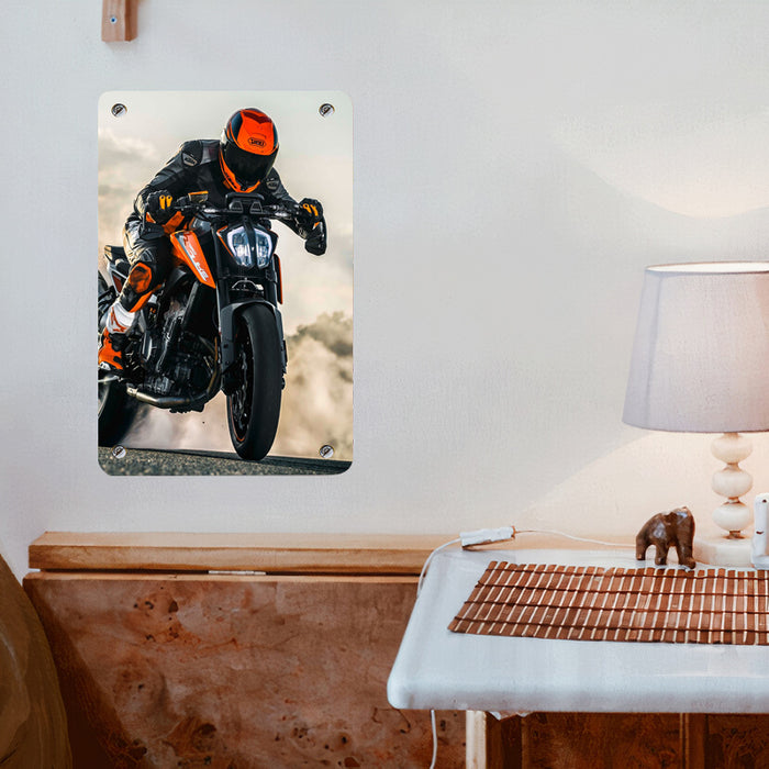 man riding  front of desert Poster Metal print wall art