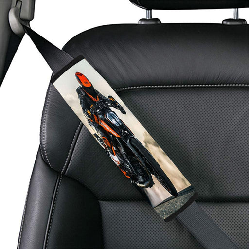 man riding  front of desert Car seat belt cover - Grovycase