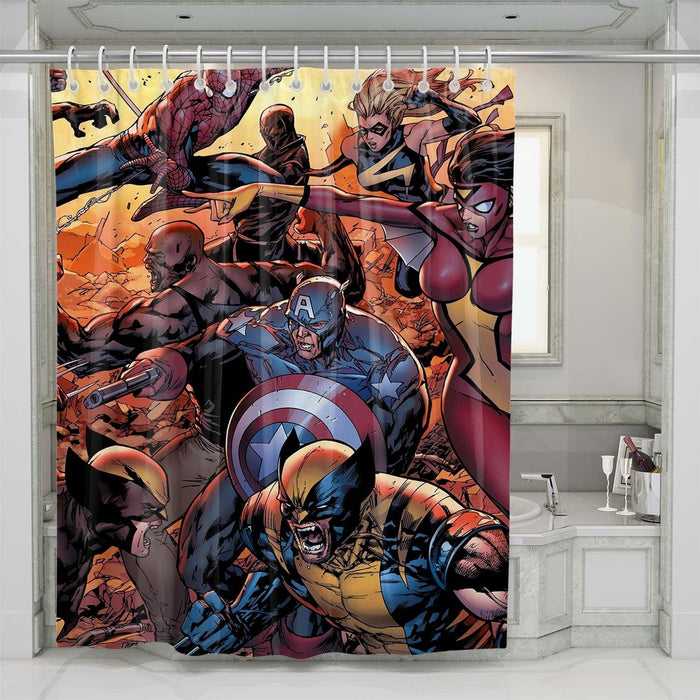 marvel comic war shower curtains