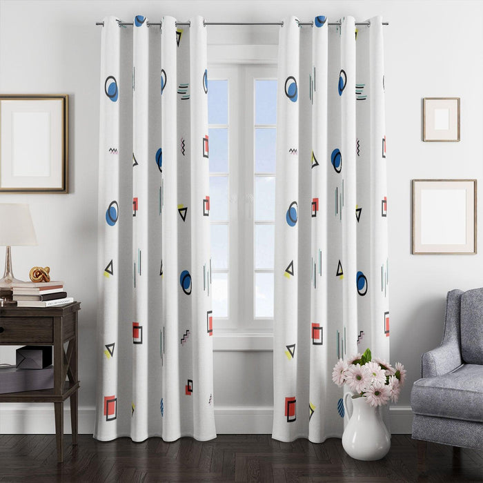 memphis minimalist geometric pattern window Curtain