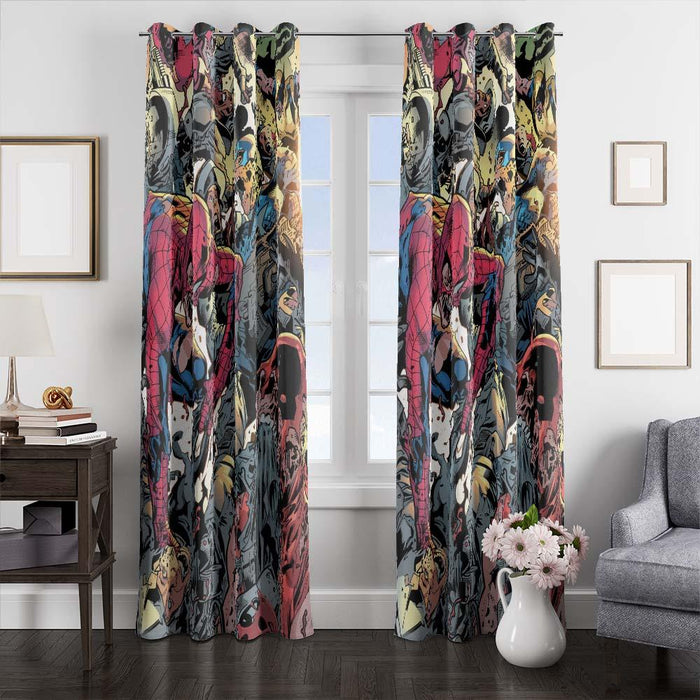 marvel superhero war window curtains