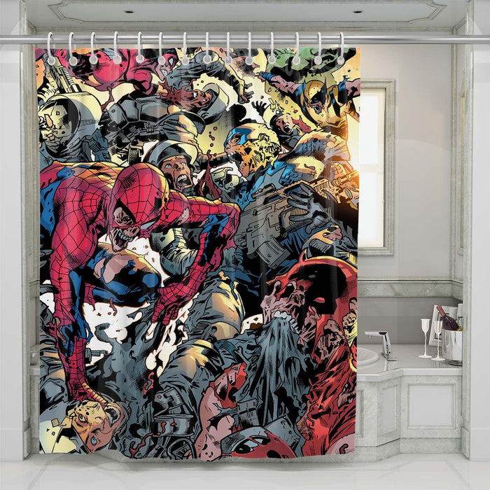 marvel superhero war shower curtains