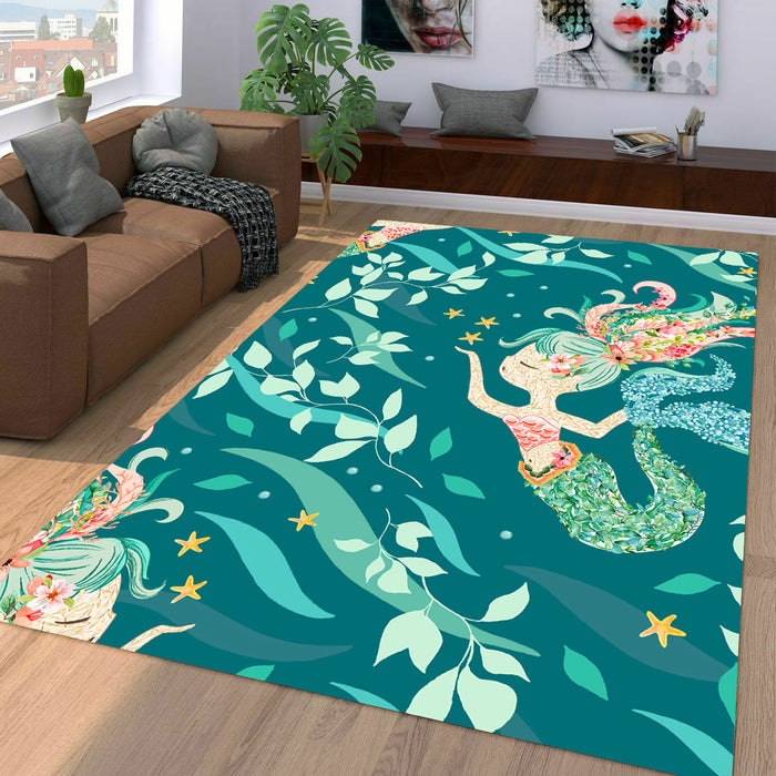 mermaid cartoon pattern Living room carpet rugs