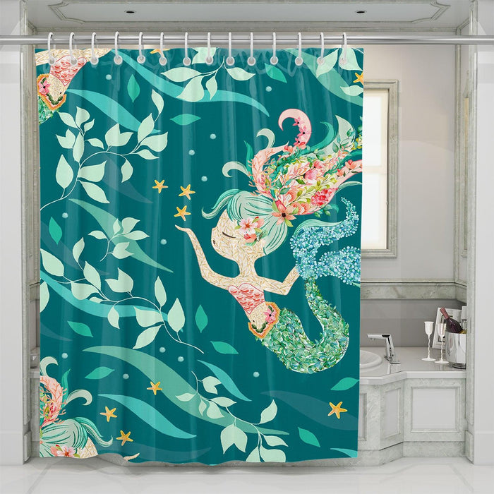 mermaid cartoon pattern shower curtains