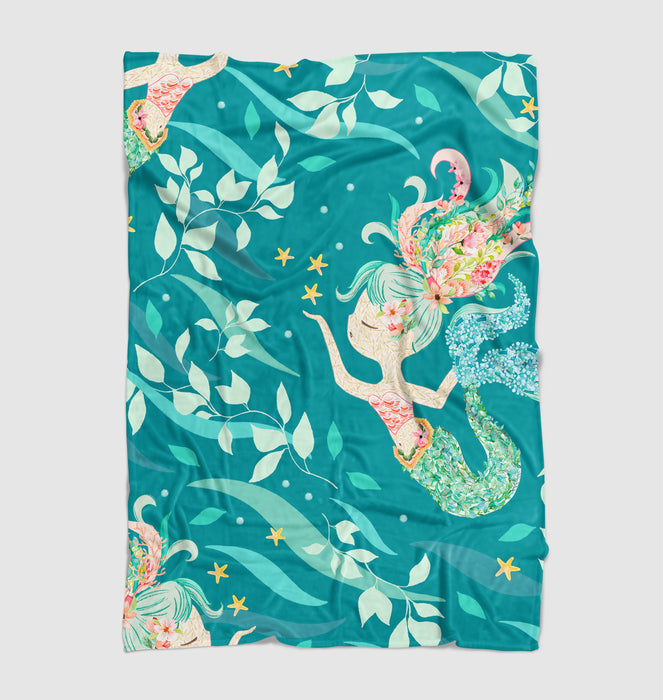 mermaid cartoon pattern Ultra soft fleece blanket