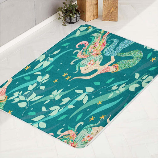 mermaid cartoon pattern bath rugs