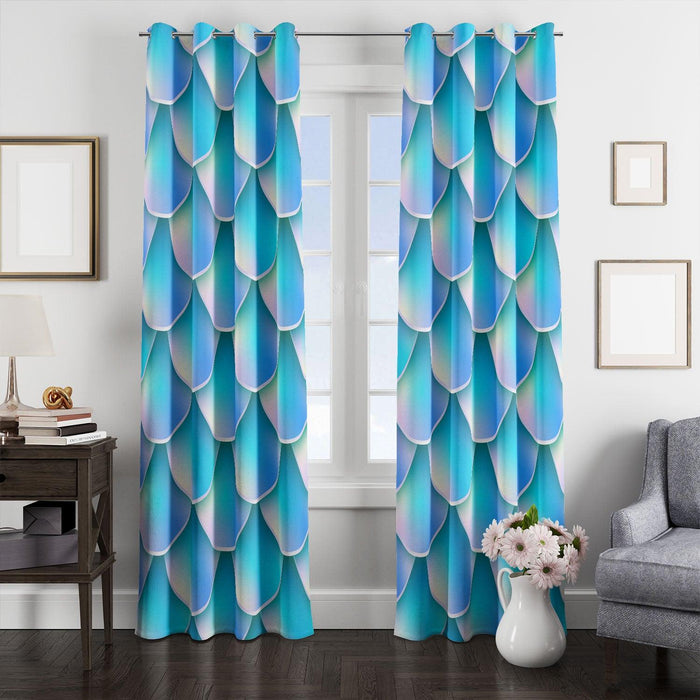 mermaid tail holographic window Curtain