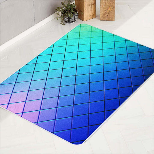 metal gradient minimalist square pattern bath rugs