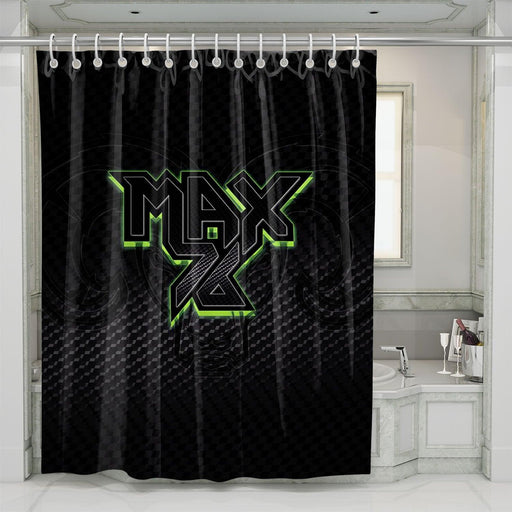 max 76 head logo green shower curtains