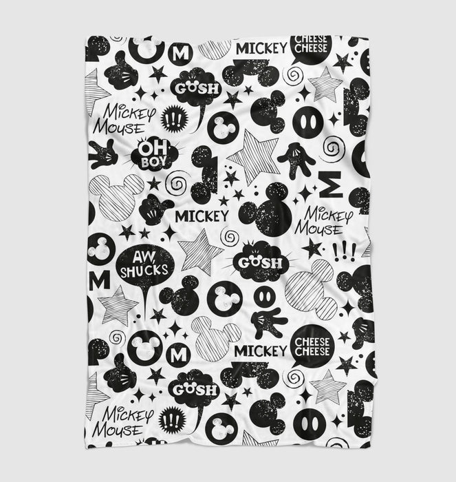 mickey mouse monochrome pen Ultra soft fleece blanket