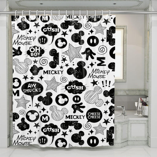 mickey mouse monochrome pen shower curtains