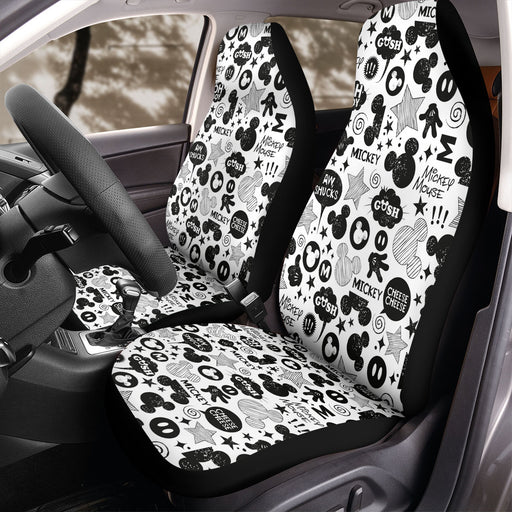 mickey mouse monochrome pen Car Seat Covers