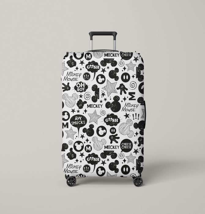 mickey mouse monochrome pen Luggage Cover | suitcase