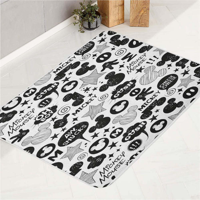 mickey mouse monochrome pen bath rugs