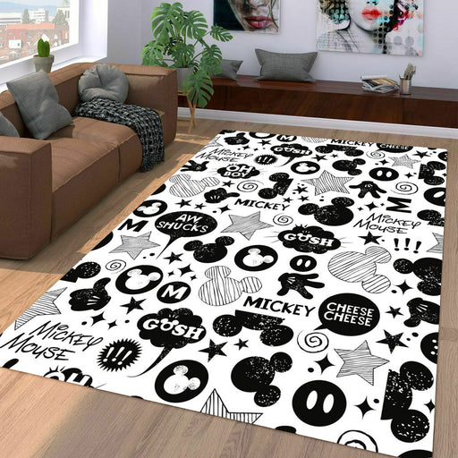 mickey mouse monochrome pen Living room carpet rugs