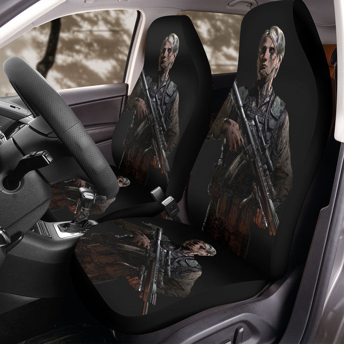 mke death stranding with soldier weapon Car Seat Covers