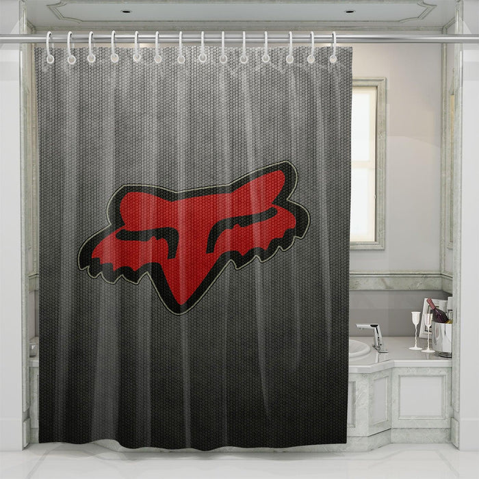 metal fox red logo shower curtains