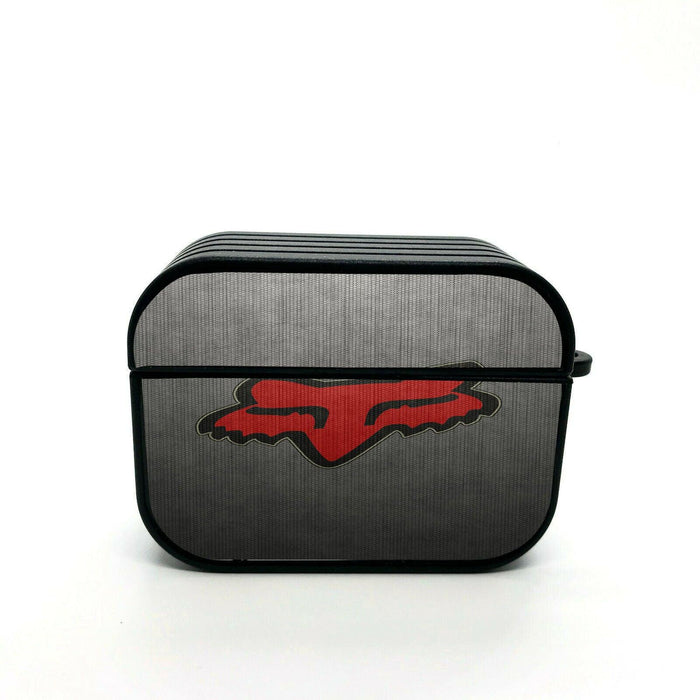 metal fox red logo airpod case