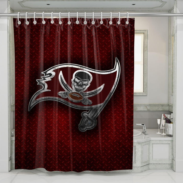 metal logo tampa bay buccaneers shower curtains