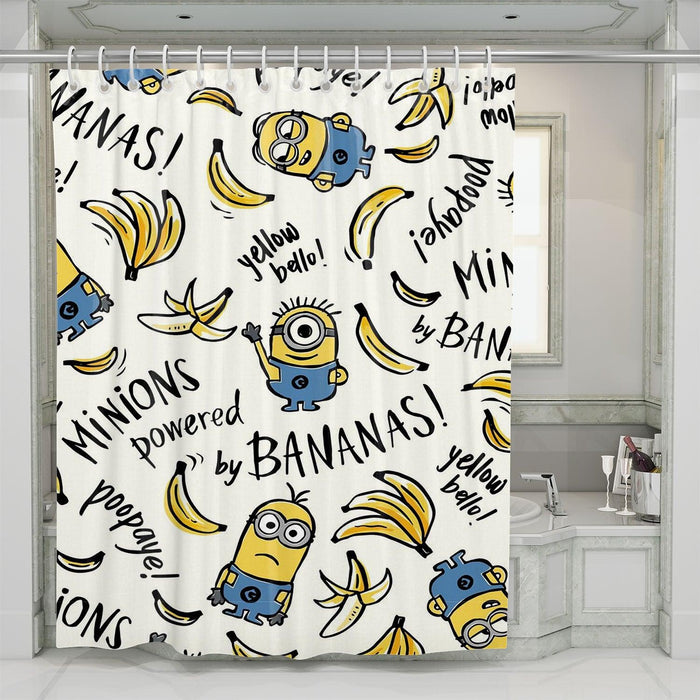 minions powered by bananas shower curtains