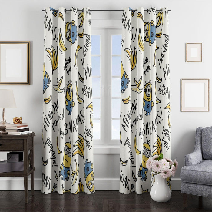 minions powered by bananas window Curtain