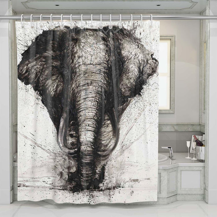 monochromatic elephant shower curtains