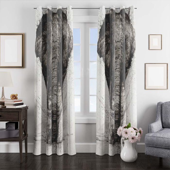 monochromatic elephant window curtains