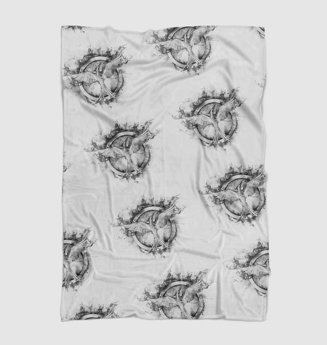 mockingjay monochrome the hunger games Ultra soft fleece blanket