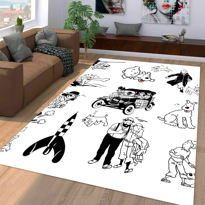 monochrome adventure of tintin stuff Living room carpet rugs