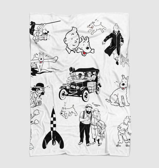 monochrome adventure of tintin stuff Ultra soft fleece blanket