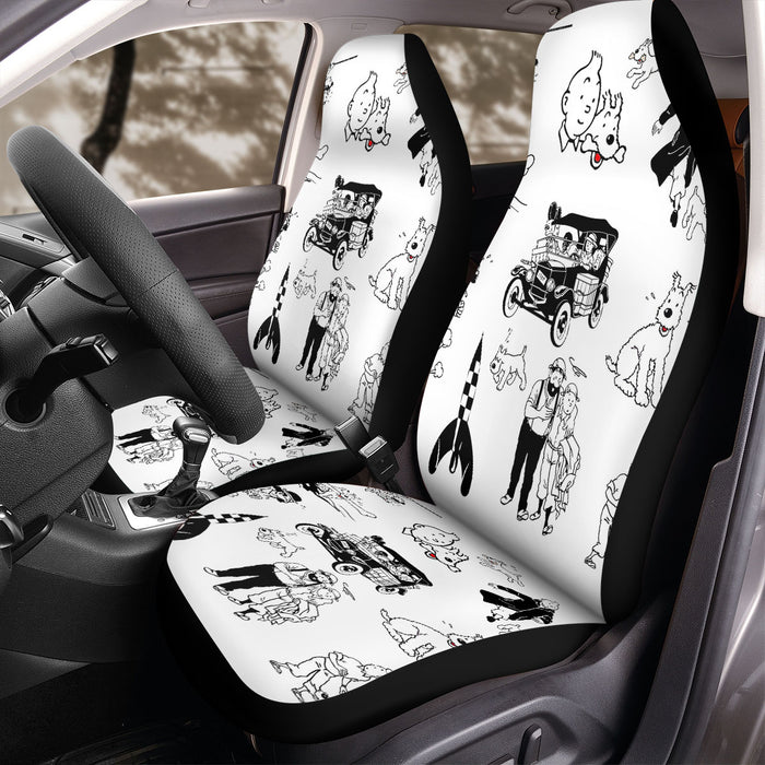 monochrome adventure of tintin stuff Car Seat Covers