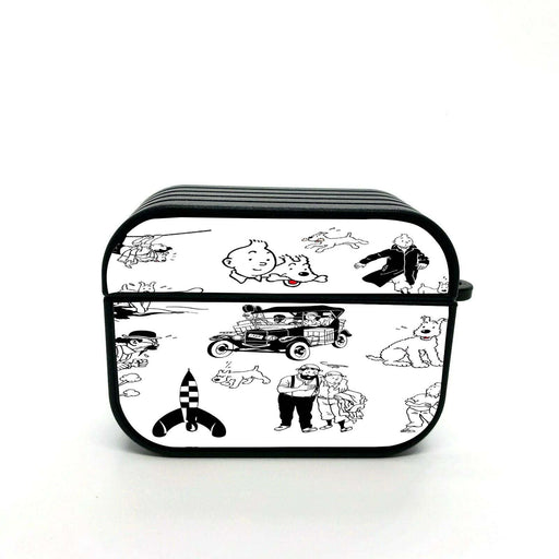 monochrome adventure of tintin stuff airpods case